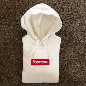 Supreme FW/14 White Box Logo Pullover Hoodie